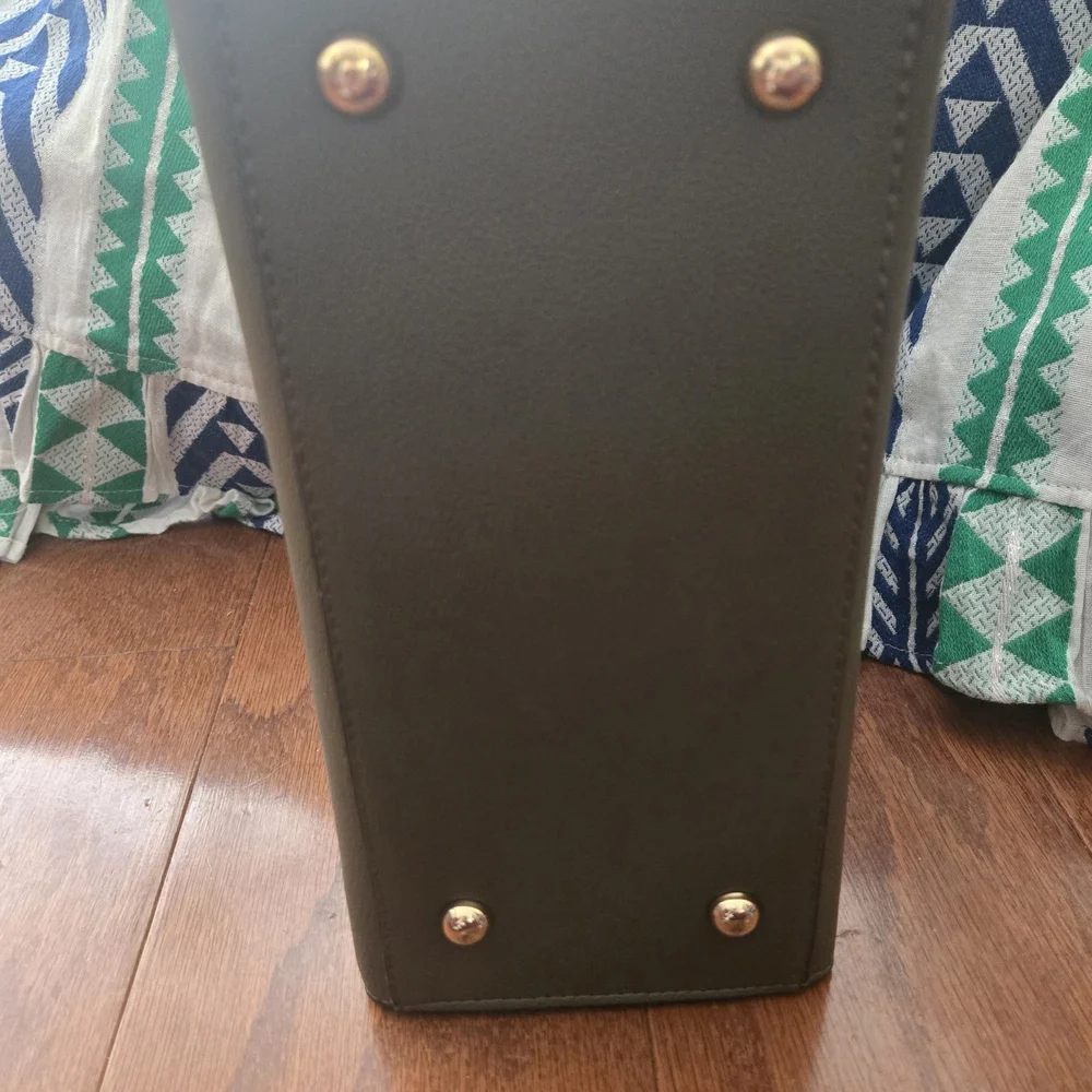 Dune London Olive Green Croc-Embossed Satchel Crossbody with Matching Pouch